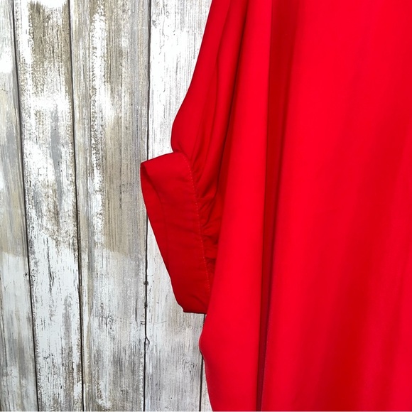 Entro Red Oversized Button Down Satin Blouse - Picture 2 of 5